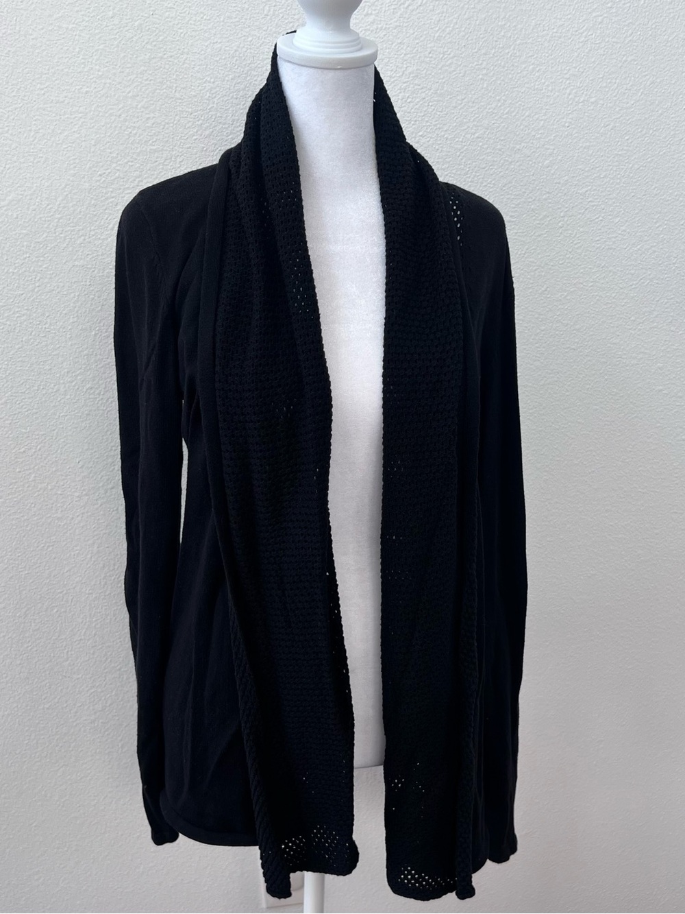Belldini Black Open-Front Shawl Collar Cardigan